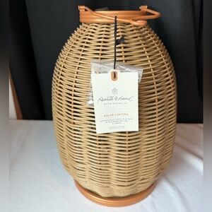 Hearth & Hand Woven Lantern - Tan 14 inch x 9 1/2 inch (No Solar) NWT